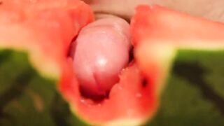 Fruit fuck and self swallow