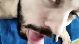 Greek deep blowjob and cum swallowing