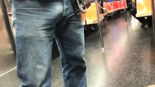 Masculine worker on the subway