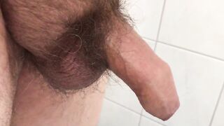 Uncut cock cums after two weeks of abstinence